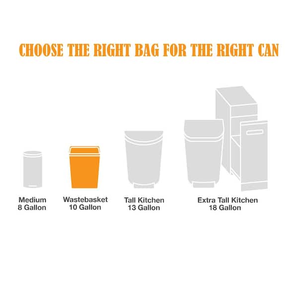 HDX 10 Gallon High Density Waste Basket Trash Bags (250-Count