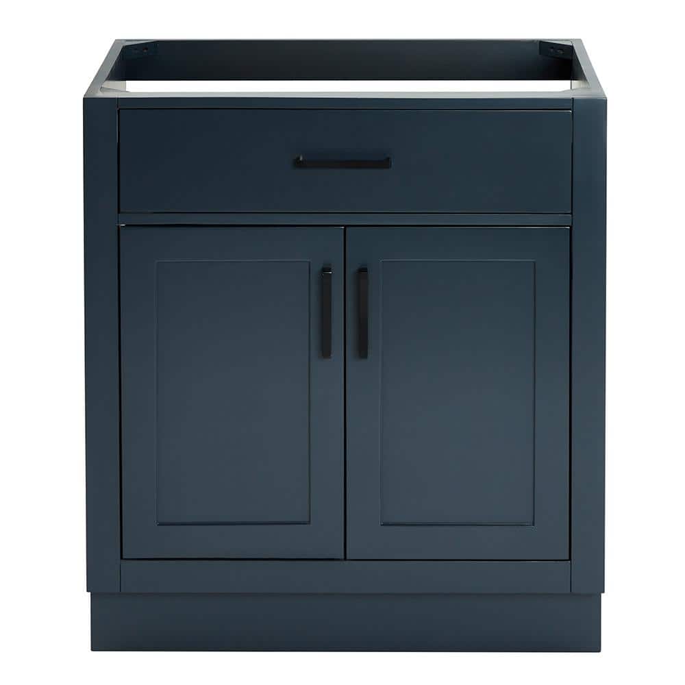 Midnight Blue Hardwood Single Freestanding Vanity Cabinet