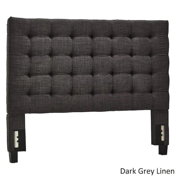 HomeSullivan Dark Gray Button Tufted Linen Queen Upholstered Headboard