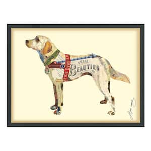 Yellow Lab in. Dimensional Collage Framed Graphic Art Under Glass Wall Art