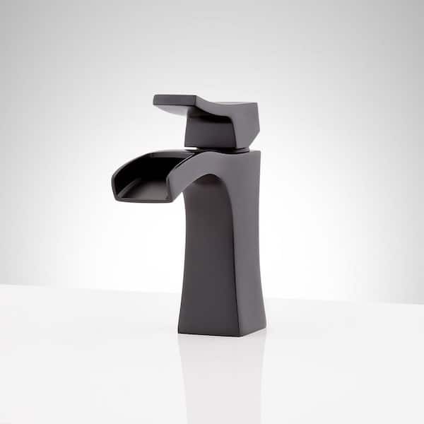SIGNATURE HARDWARE Vilamonte Single Handle Mid Arc Single Hole Bathroom Faucet with Spot Resistant in Matte Black