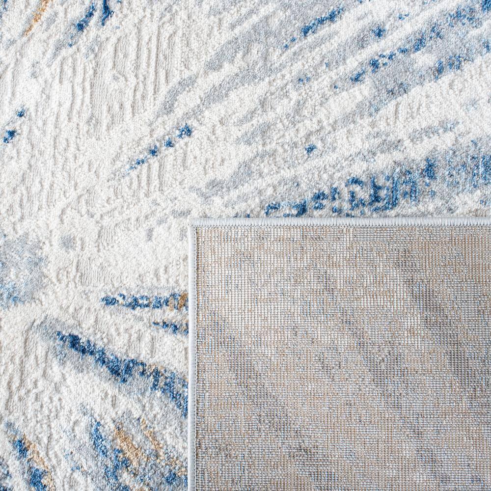 Gray and Blue Abstract Flat Woven Runner Rug