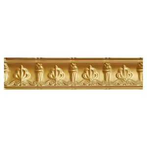 Moonlit Seashore 0.012 in. x 6.44 in. x 48 in. Metal Bed Moulding Nail-up Tin Cornice Gold Nugget(48 in. ft./Pack)