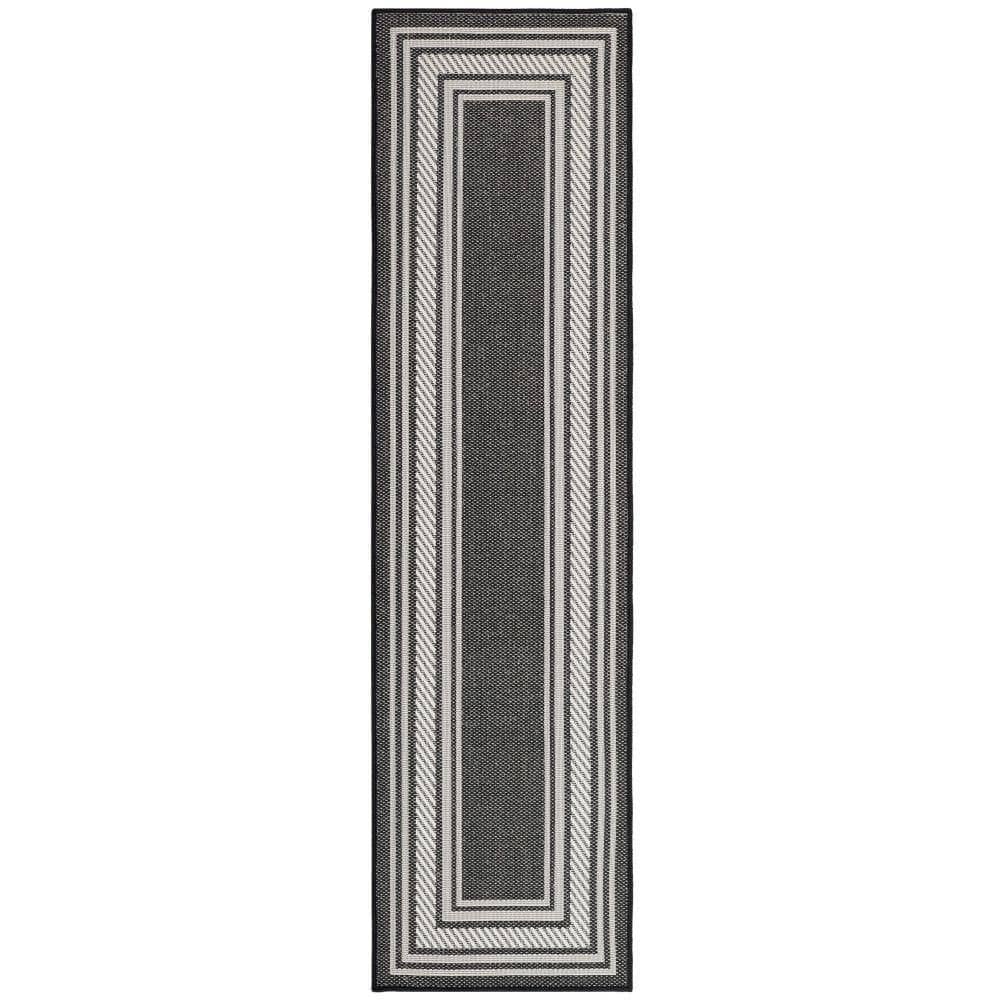Horizon Black 2 ft. x 6 ft. Indoor/Outdoor Bordered Contemporary Runner Area Rug price history on PriceWatchPro
