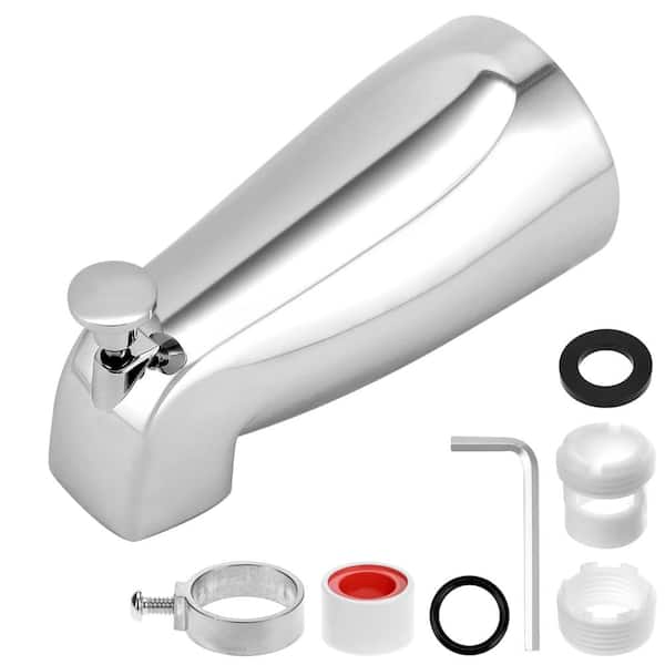 Chrome Metal Tub Spout with Diverter for 1/2 in and 3/4 in Pipes, Wall Mount, Easy Install
