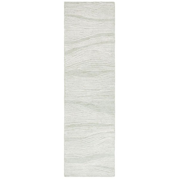 Metro 2 ft. x 8 ft. Sage/Ivory Abstract Waves Runner Rug