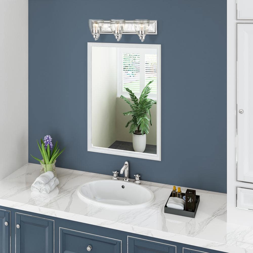 Elegant Polished Chrome 3-Light Vanity Sconce with Hand Blown Glass Shades
