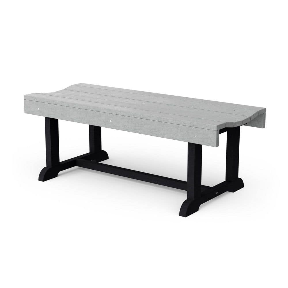 Heritage 42 in. Light Gray and Black HDPE Plastic Outdoor Patio Backless Bench price history on PriceWatchPro