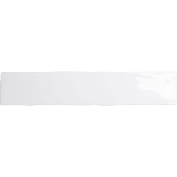 Compass Nirvana White 2 in. x 10 in. Smooth Glossy Subway Ceramic Wall Tile Sample