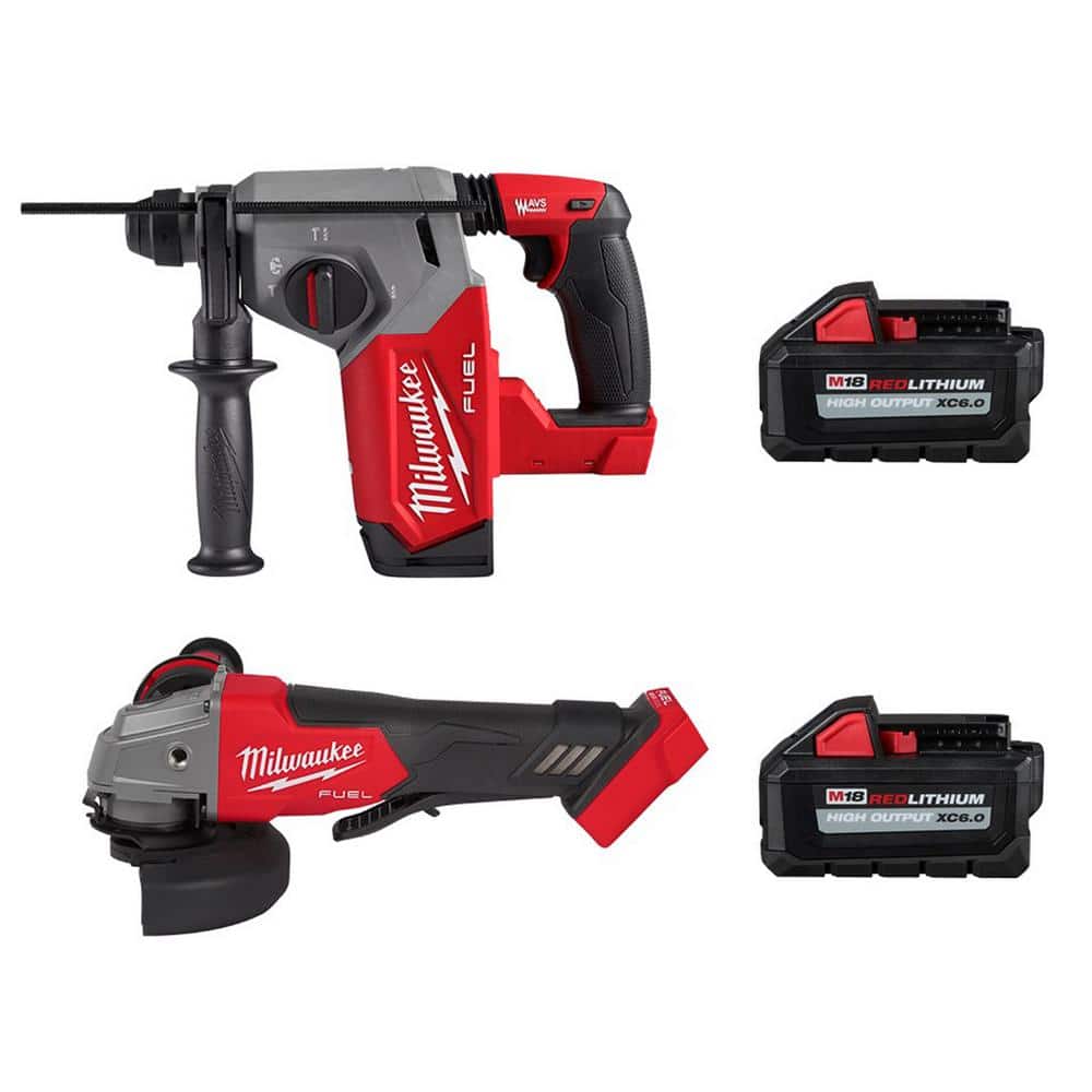Milwaukee M18 FUEL 18V Lithium-Ion Brushless Cordless in. SDS-Plus Rotary  Hammer with Grinder and Two 6.0 Ah Batteries 2912-20-2880-20-48-11-1862  The Home Depot