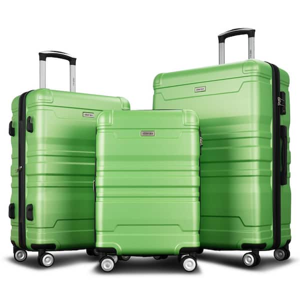 Travelhouse 3 Piece Luggage Set Hardshell Lightweight Suitcase with TSA  Lock Spinner Wheels 20in24in28in.(Green) 