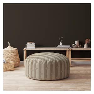 Gray Taupe Flax Round Pouf 20 in. x 24 in. x 24 in. Ottoman