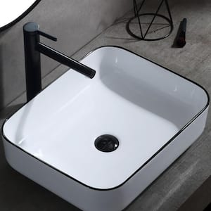 15.8 in. Ceramic Rectangular Vessel Bathroom Sink in White