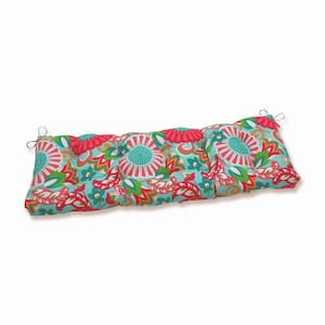 Floral Rectangular Outdoor Bench Cushion in Green