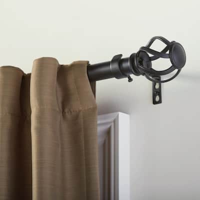Mix and Match Swirl Cage 1 in. Curtain Rod Finial in Matte Black (2-Pack)