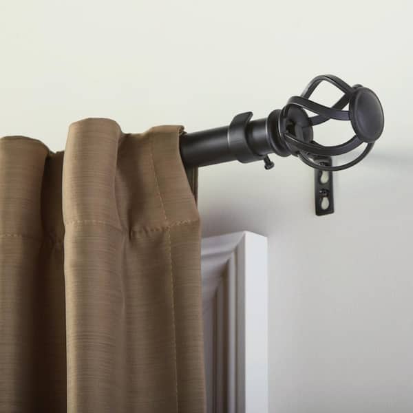 Matte Black Plastic Swirl Cage Curtain Rod Finial (Set of 2)