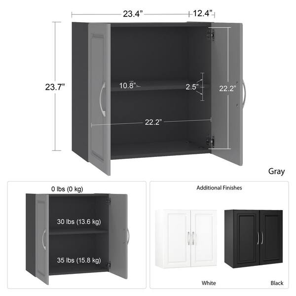 SystemBuild Trailwinds MDF 2-Shelf Wall Mounted Cabinet in White