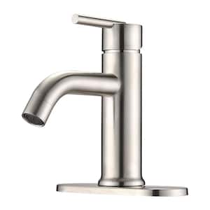 ABAD Single-Hole Single-Handle Low-Arc Bathroom Faucet Deckplate Included in Spot Defense Brushed Nickel