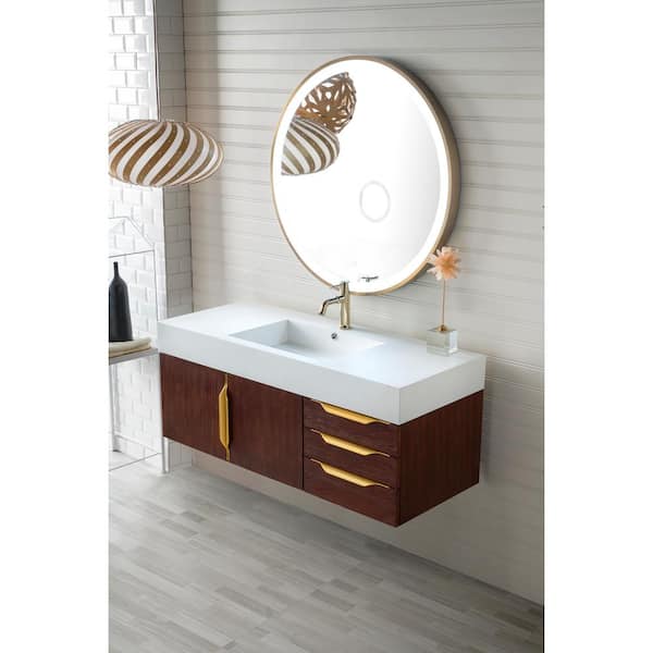 James Martin Mercer Island 36 Single Vanity, Ash Gray - Radiant Gold Trims