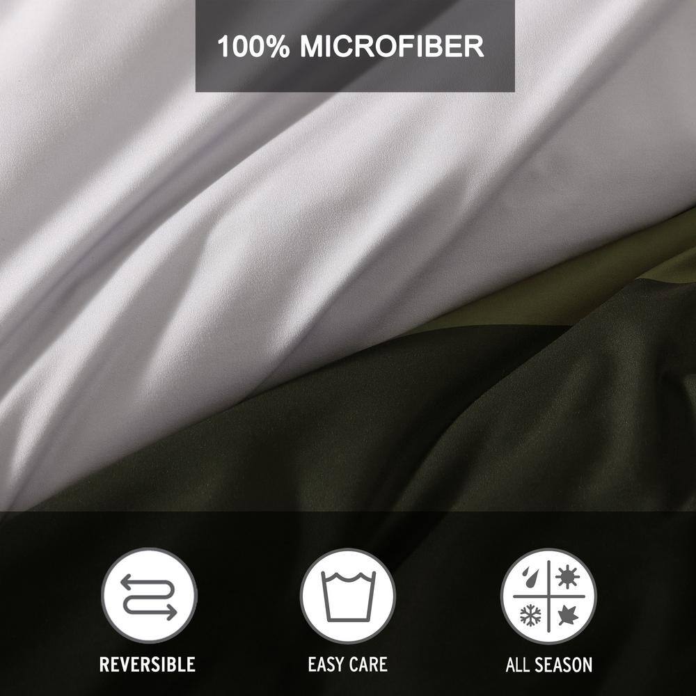 Skyline Green and Gray Reversible Microfiber Twin Duvet Set