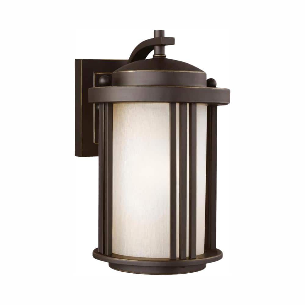 Crowell 1-Light Antique Bronze Outdoor 10 in. Wall Lantern Sconce with LED Bulb price history on PriceWatchPro