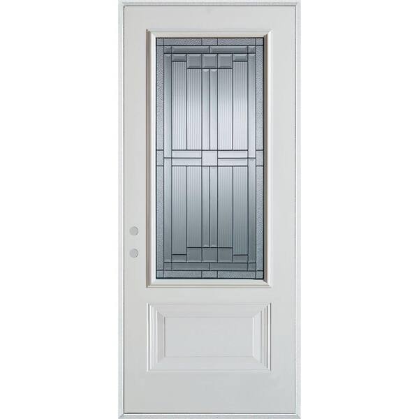 Stanley Doors 32 in. x 80 in. Architectural 3/4 Lite 1-Panel Painted White Steel Prehung Front Door