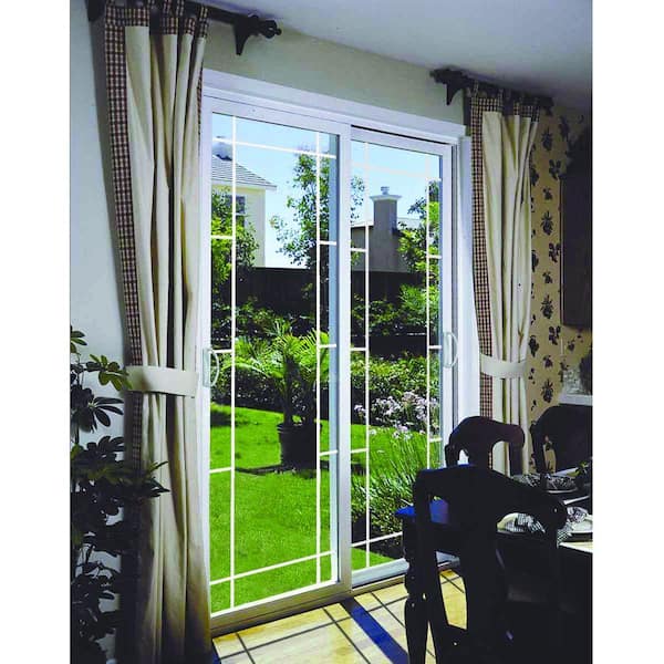 72 in. x 80 in. Double Sliding Patio Door with Prairie Style Internal Grill