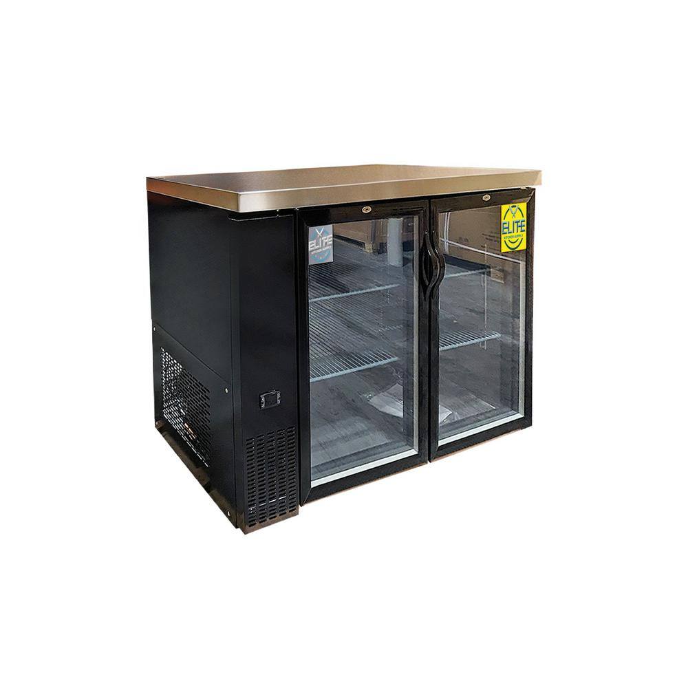 Elite Kitchen Supply 50 in. 11.23 cu. ft. Commercial Beer Black Two Glass Door Showcase EBB48-H2 Black