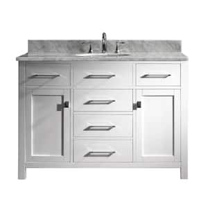 Caroline 49 in. W Bath Vanity in White with Marble Vanity Top in White with Round Basin