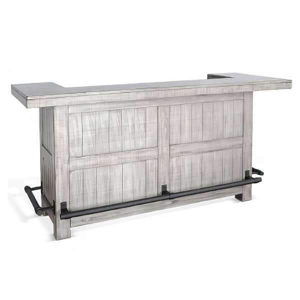 Zeka 80 in. Gray Wood Freestanding Pub Counter Cabinet Bar Table with Pull Out Tray