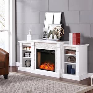 Brenamon Alexa-Enabled 71.75 in. Smart Bookcase Electric Smart Fireplace in White