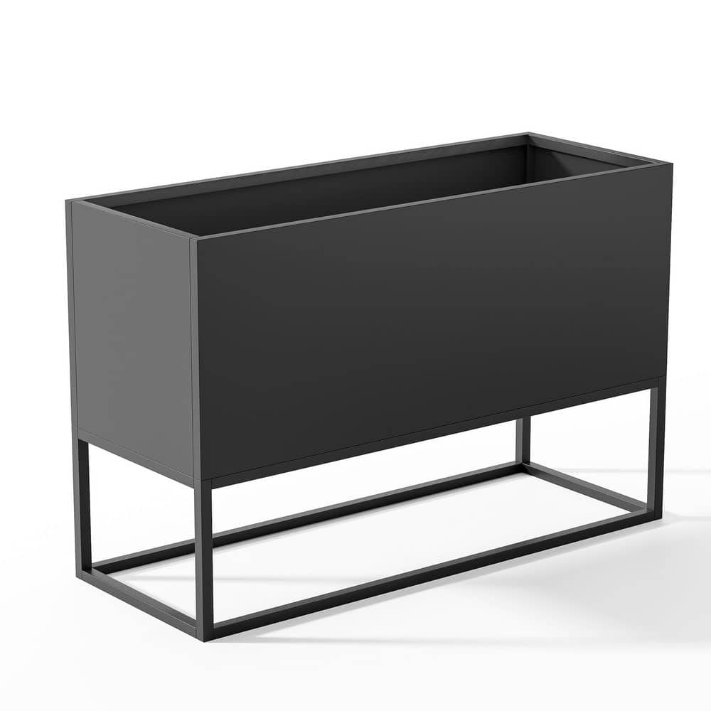 47 x 18 x 19 in. Large Metal Rectangular Planter, Shelves, Drainage Holes E
