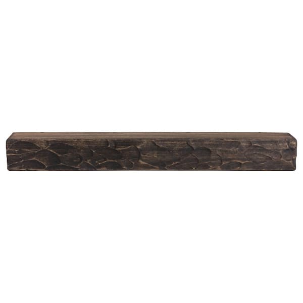Dogberry Collections 36 in. W x 5.5 in. H x 6.25 in. D Dark Chocolate Rough Hewn Fireplace Cap-Shelf Mantel
