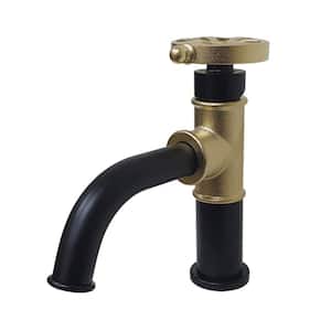 Belknap Single-Handle Single Hole Bathroom Faucet with Push Pop-Up in Matte Black/Polished Brass