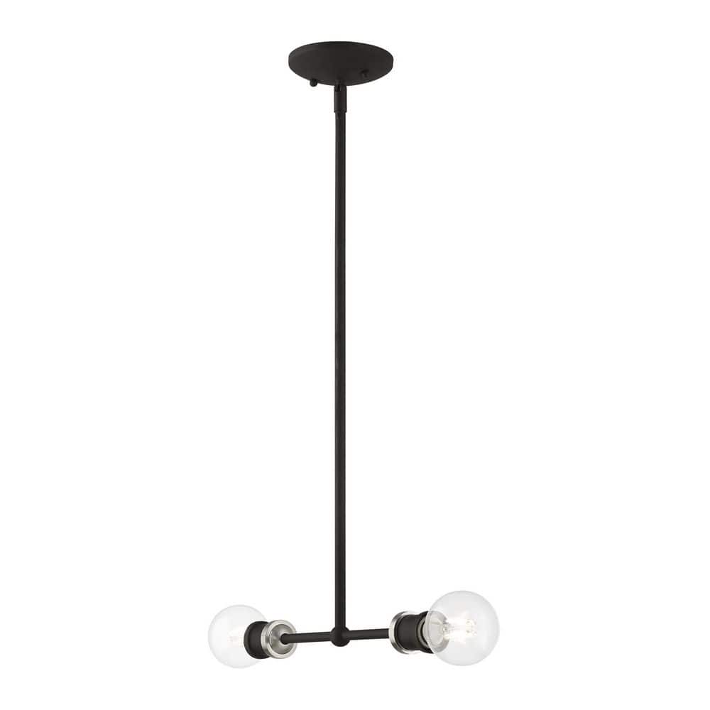 Lansdale Contemporary Black and Brushed Nickel 2-Light Linear Chandelier