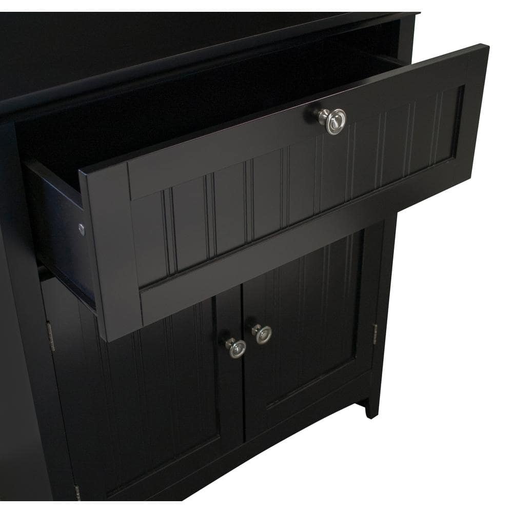 70" Black Composite Lighted China Cabinet with Glass Doors