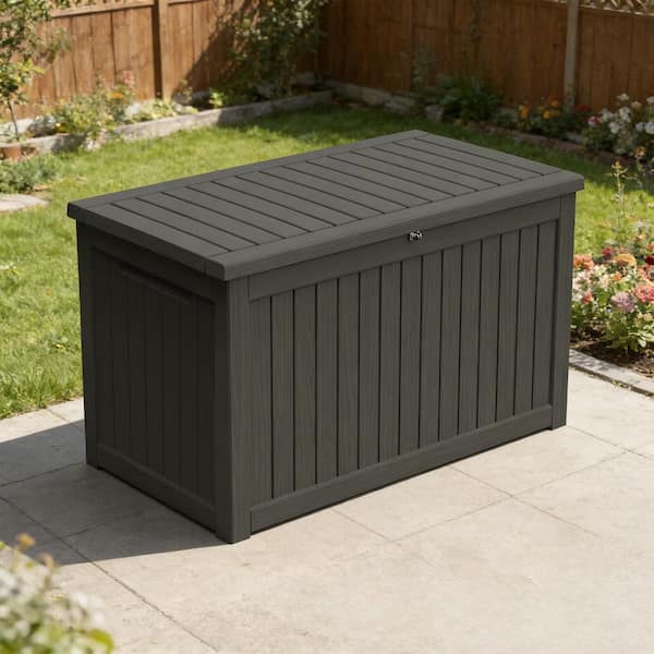 Decksplore 230 Gal. Black Resin Storage Deck Box for Outdoor
