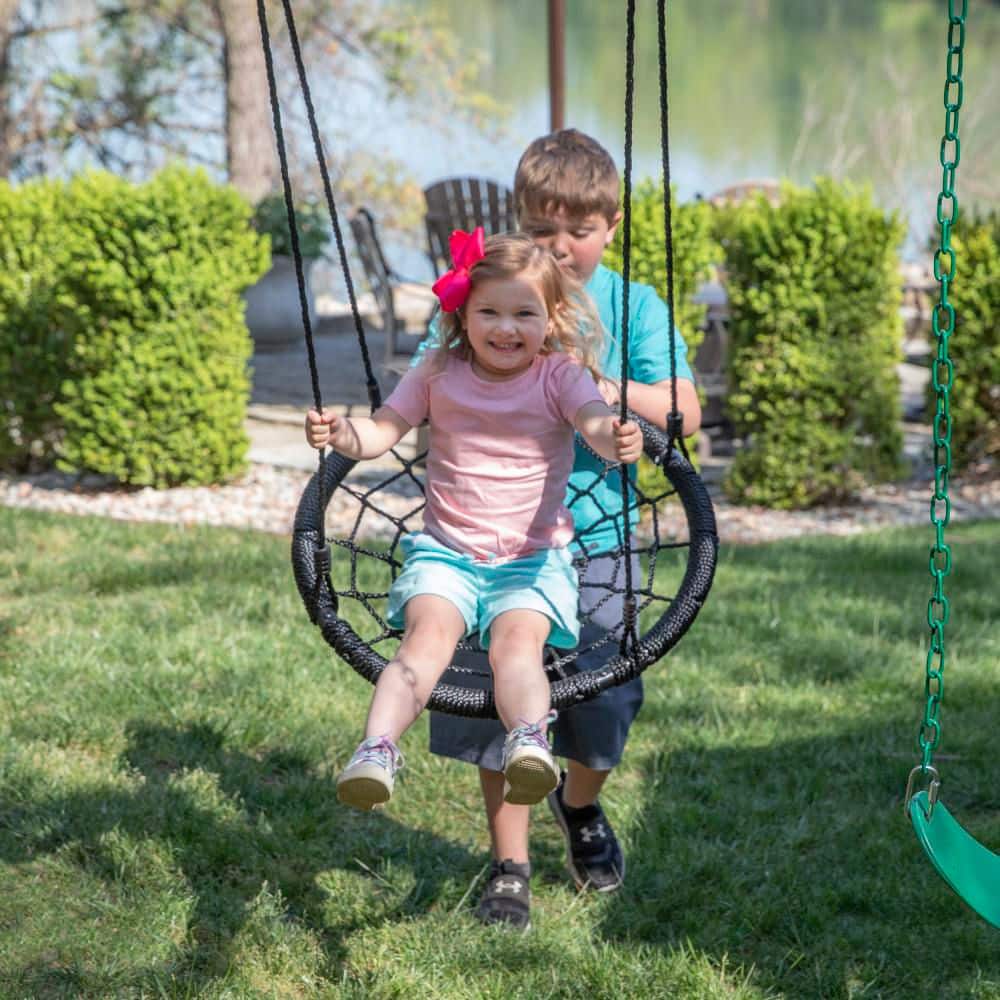 Endeavor II Cedar Swing Set with Gray Wave Slide