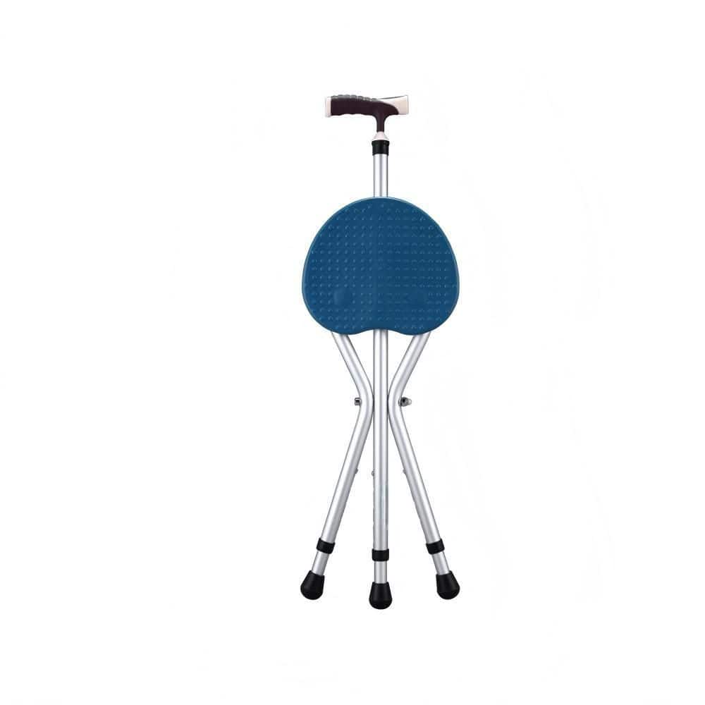 Blue Folding Cane with Seat, Height Adjustable Walking Stick, Frosted Handle, Sturdy Crutch Stool for Seniors price history on PriceWatchPro