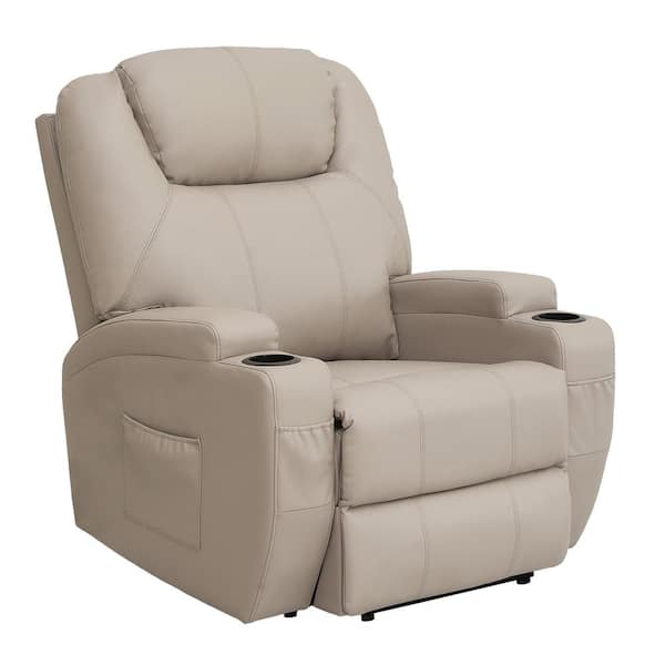 hzlagm Yingj Gray PU Faux Leather Power Recliner