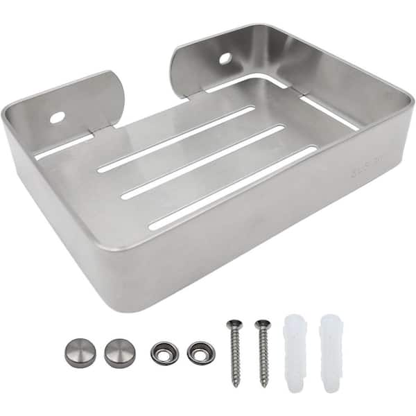 PRIMEPLUS Wall Mounted Soap Dishes with Stainless Steel in Black in 1 Tier