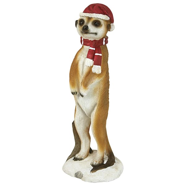 Design Toscano 15 in. Merry Meerkat Holiday Greeter Garden Statue