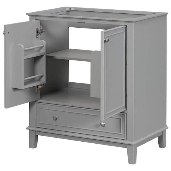 Unbranded 30 in. W x 18 in. D x 34 in. H Bath Vanity Cabinet without Top in Gray, Multi-functional Bathroom Cabinet, Solid Frame