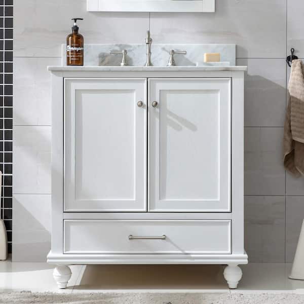 Marble Vanity Top In Carrara White, Single Bathroom Vanity Set Home Depot