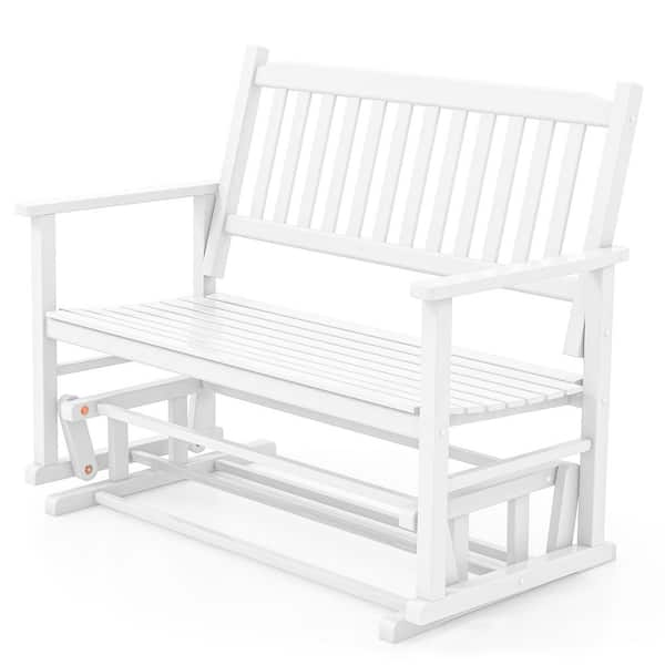 ANGELES HOME 50 in. 2 Seats Poplar Wood Outdoor Glider Bench with ...