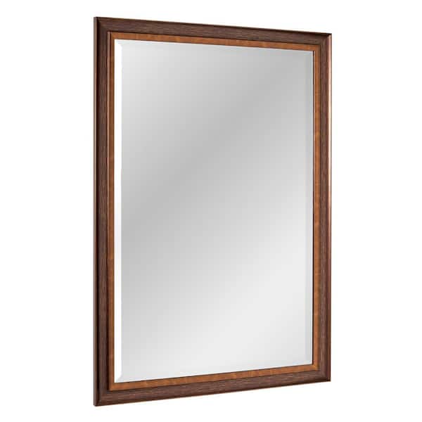 Deco Mirror 28 in. W x 40 in. H Framed Rectangular Beveled Edge Bathroom Vanity Mirror in Oil rubbed bronze