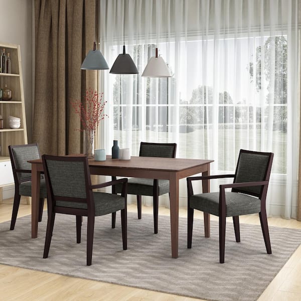 Handy Living Emelia Espresso Finish And, Upholstered Dining Room End Chairs