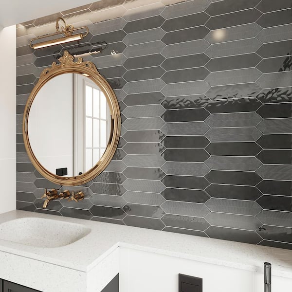 Divine Gunmetal Hexagon 9.5 in. x 15.5 in. Glazed Ceramic Mosaic Tile (1.02 sq. ft. / Sheet) Divine Gunmetal Hexagon 9.5 in. x 15.5 in. Glazed Ceramic Mosaic Tile (1.02 sq. ft. / Sheet)