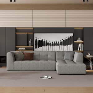 110.2 in. Flared Arm Polyester Modular Modern Minimalist Sectional Sofa in. Light Gray, No Assembly Required