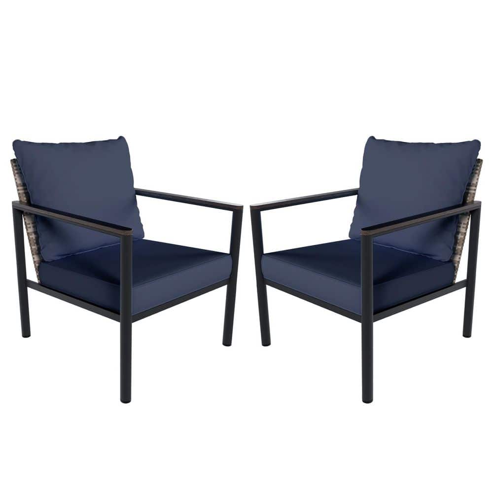 Wicker Outdoor Chaise Lounge with Blue Cushions (2-Pack) price history on PriceWatchPro